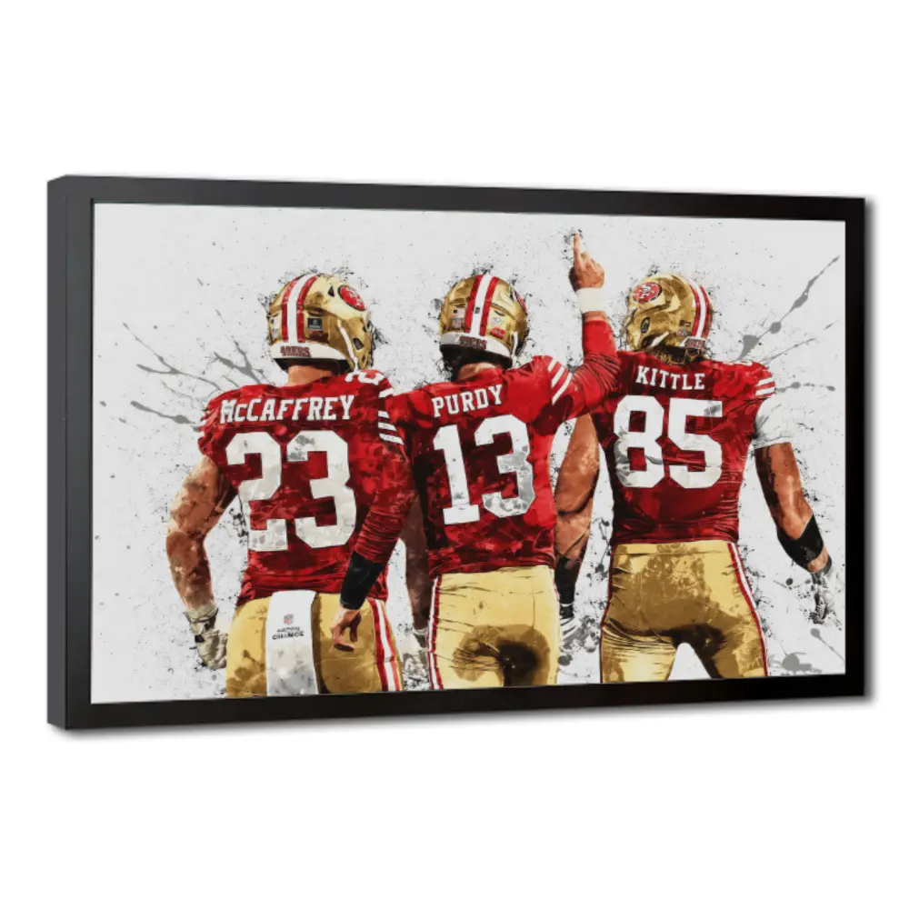Christian McCaffrey Poster, Brock Purdy, George Kittle, San Francisco 49ers, Decor Wall Wrap, Wall Art Print, Kids Decor, Man Cave Gift victorian gothic perfect decorative rustic cabin football fashion luxury boho style wall decor neutral abstract