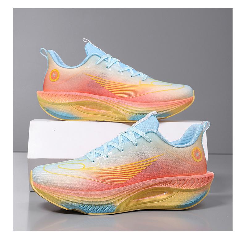 (New)Shoes For Men - Running Shoes For Men Of Large Size, Featuring A Blue And Pink Gradient Breathable Mesh, Shock-absorbing And Anti-slip Sole, And A Lace-up Closed Round Toe Design.These Are Casual Shoes Suitable For Running And Camping