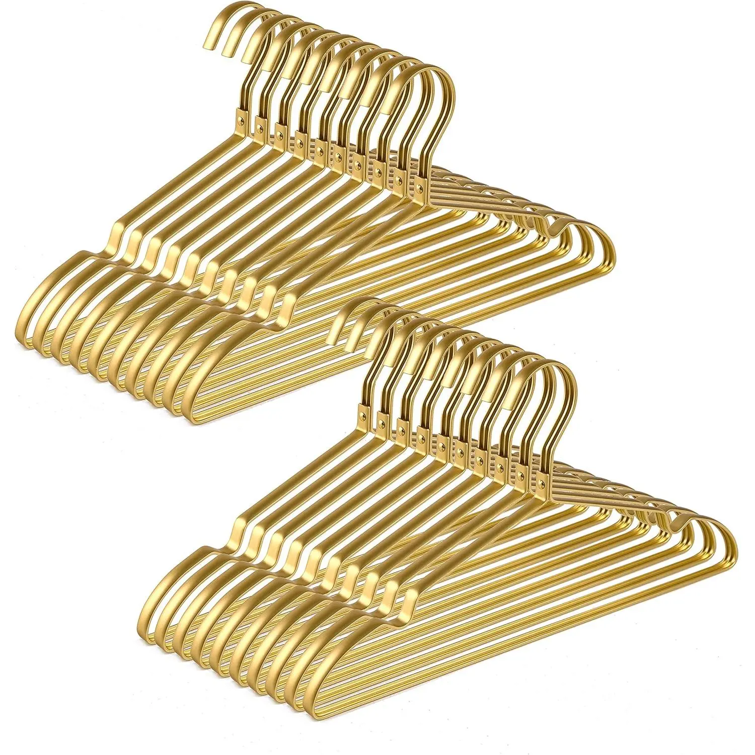 20 Pack Premium Matte Gold Aluminum Coat Hangers, 16.5” Extra Smooth & Durable Metal Shirt Dress Hanger, Light & Sturdy Metal Rack for Jacket Trouser Pant Slack