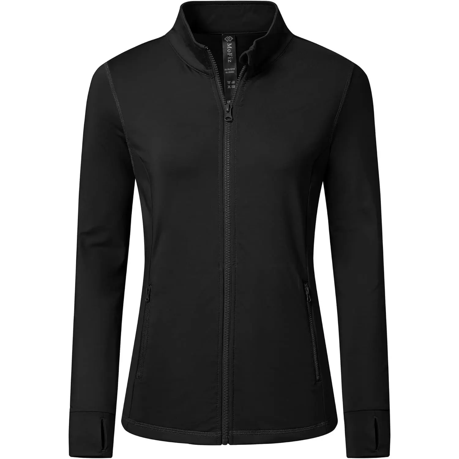 Women's UPF 50+ Athletic Running Jacket - Long Sleeve Shirt, Full Zip, Quick Dry Fleece Fabric, 4 Pockets, Lightweight Sun Protection Outdoor Top for Hiking, Workout