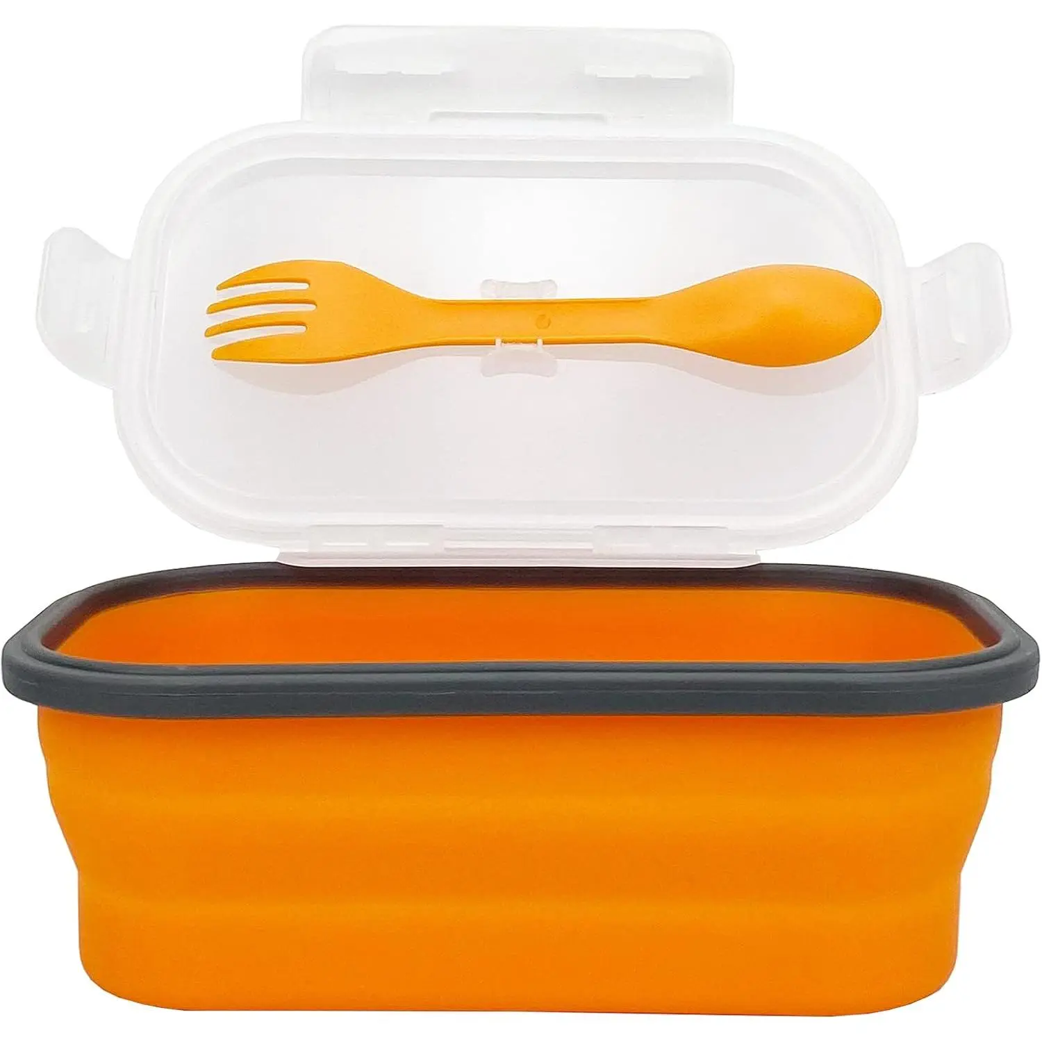 Lunch Container Bento Box, Collapsible  Storage Containers with Airtight  and 2in1 Fork,   Containers for Travel,Camping and RV,  Grade 1000ml Microwave Container