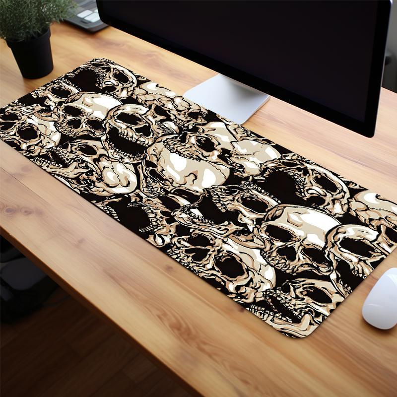 Creative Skull Pattern Large Gaming Mouse Pad, Non-slip Rubber Base Stitched Edge Desk Pad for Desk Laptop Desktop, Gaming Accessories for Home Office Game for Friends Women, Office Desk Accessories, Halloween, Gaming Desk Accessory