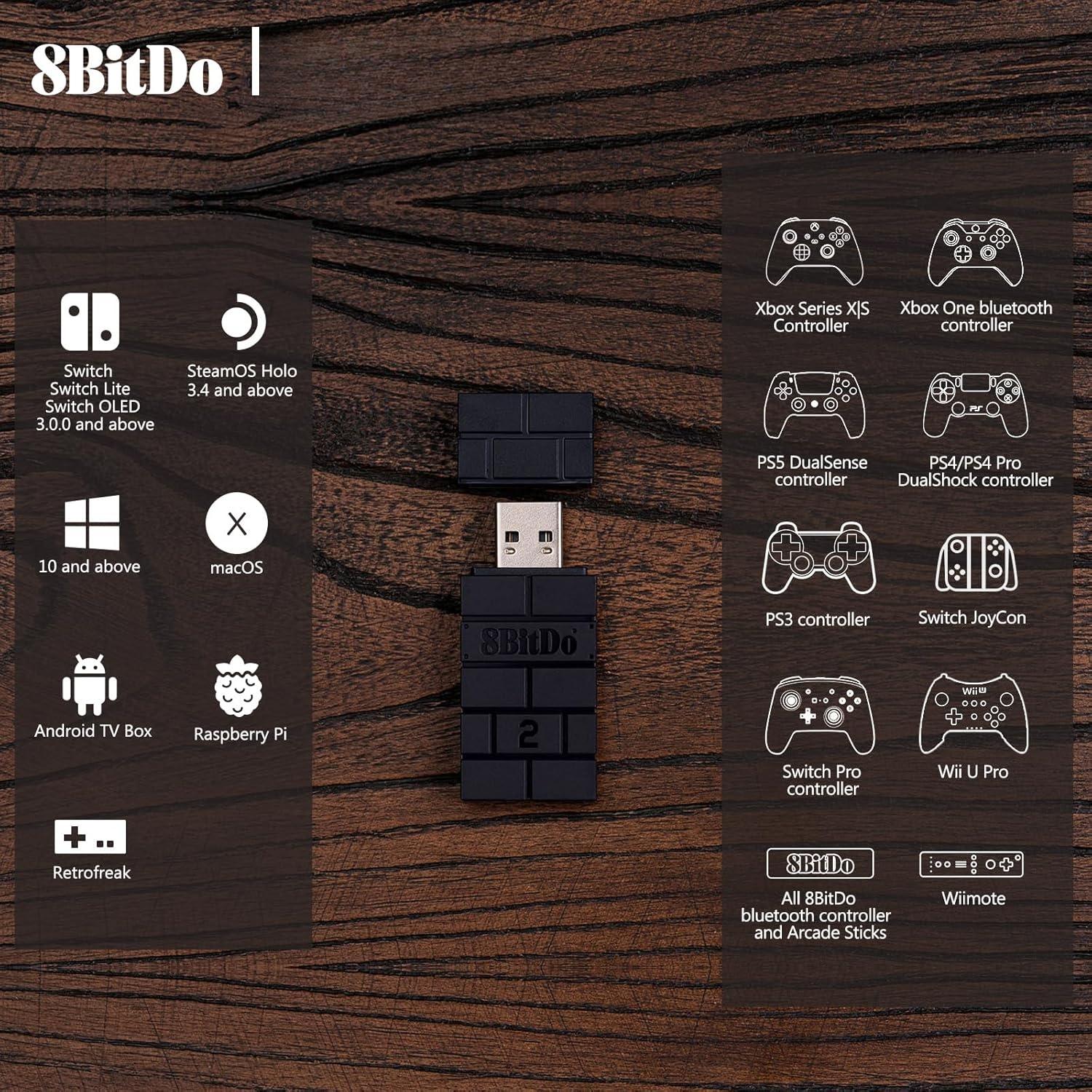 8BitDo USB  Controller Adapter 2 Converter Dongle for / OLED,Steam Deck,Windows,Raspberry Pi, macOS, PS5/PS4/PS3 Controller, Series X/S, One  Controller OTG