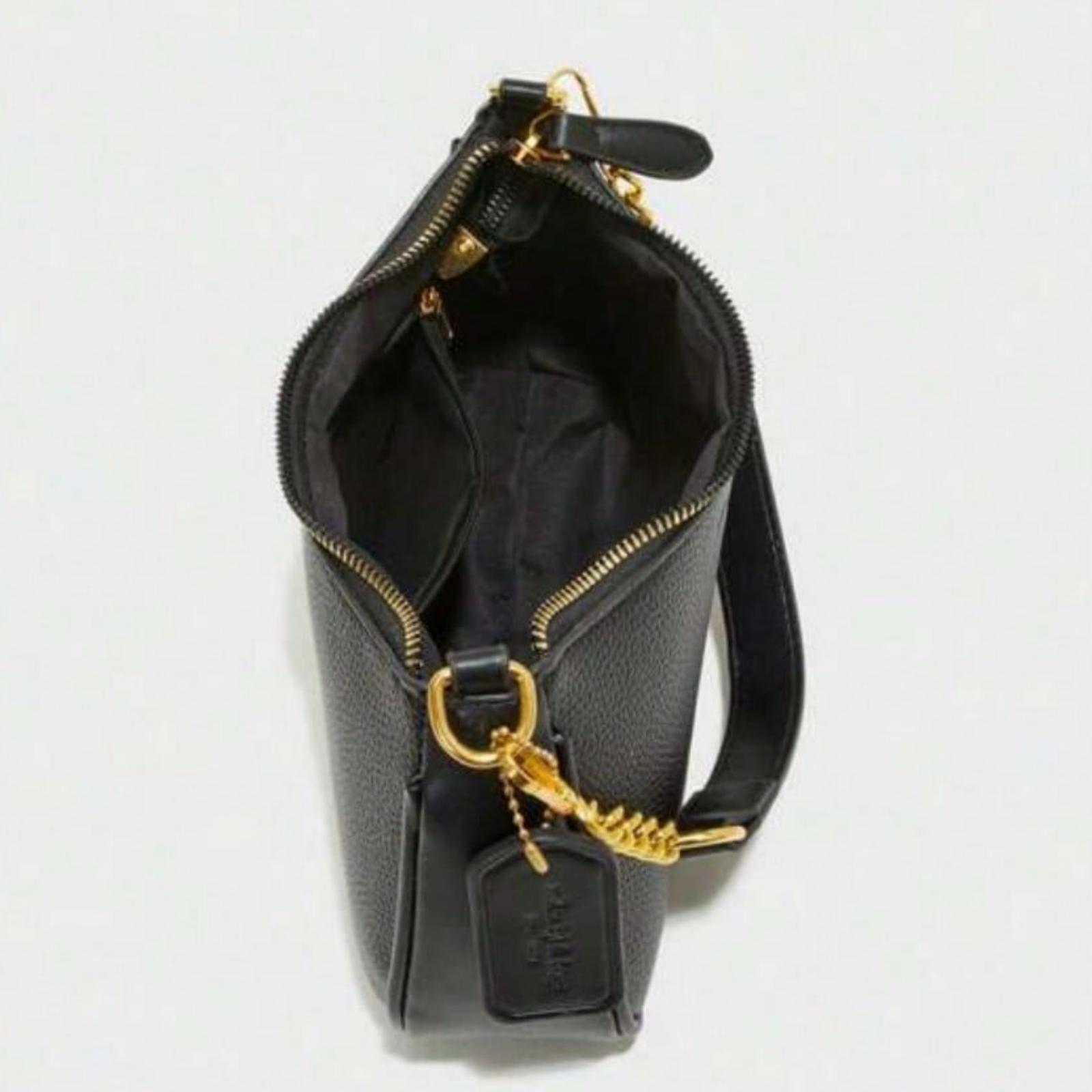 New Fashionable Women's Shoulder Bag With Black Bow Pendant and Letter Decoration, Multifunctional PU Waterproof Fabric Handbag Women's Umarm Bag Armpit Bag Suitable for Shopping, Commuting, Going Out, Parties and Other Activities