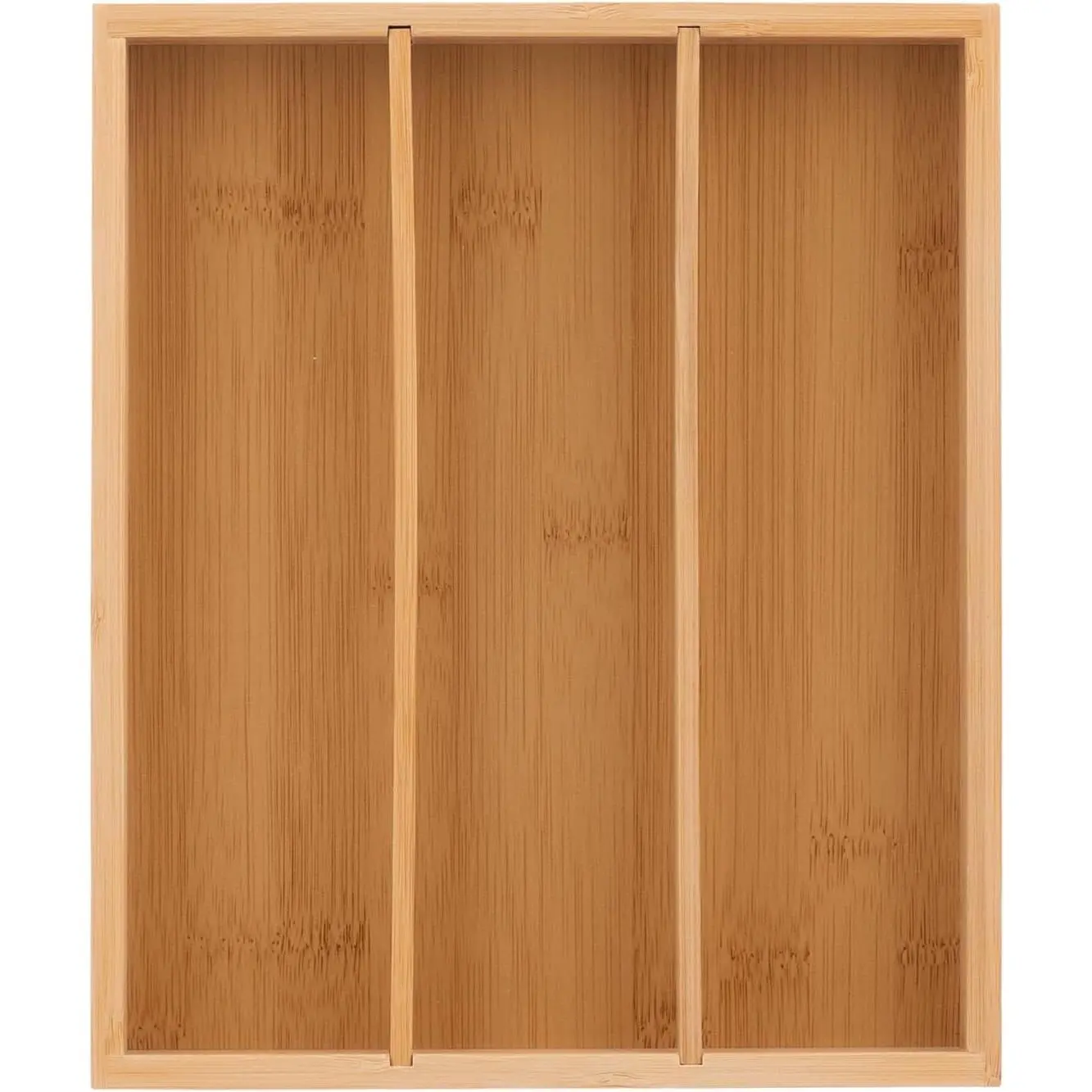 Wooden Silverware Organizer for Drawer,  Utensil Drawer Organizers, Kitchen Utensil Organizer Tray with 3 Storage Compartments, Flatware Organizers for Cutlery Flatware "9.84 x 8.27 x 1.57"