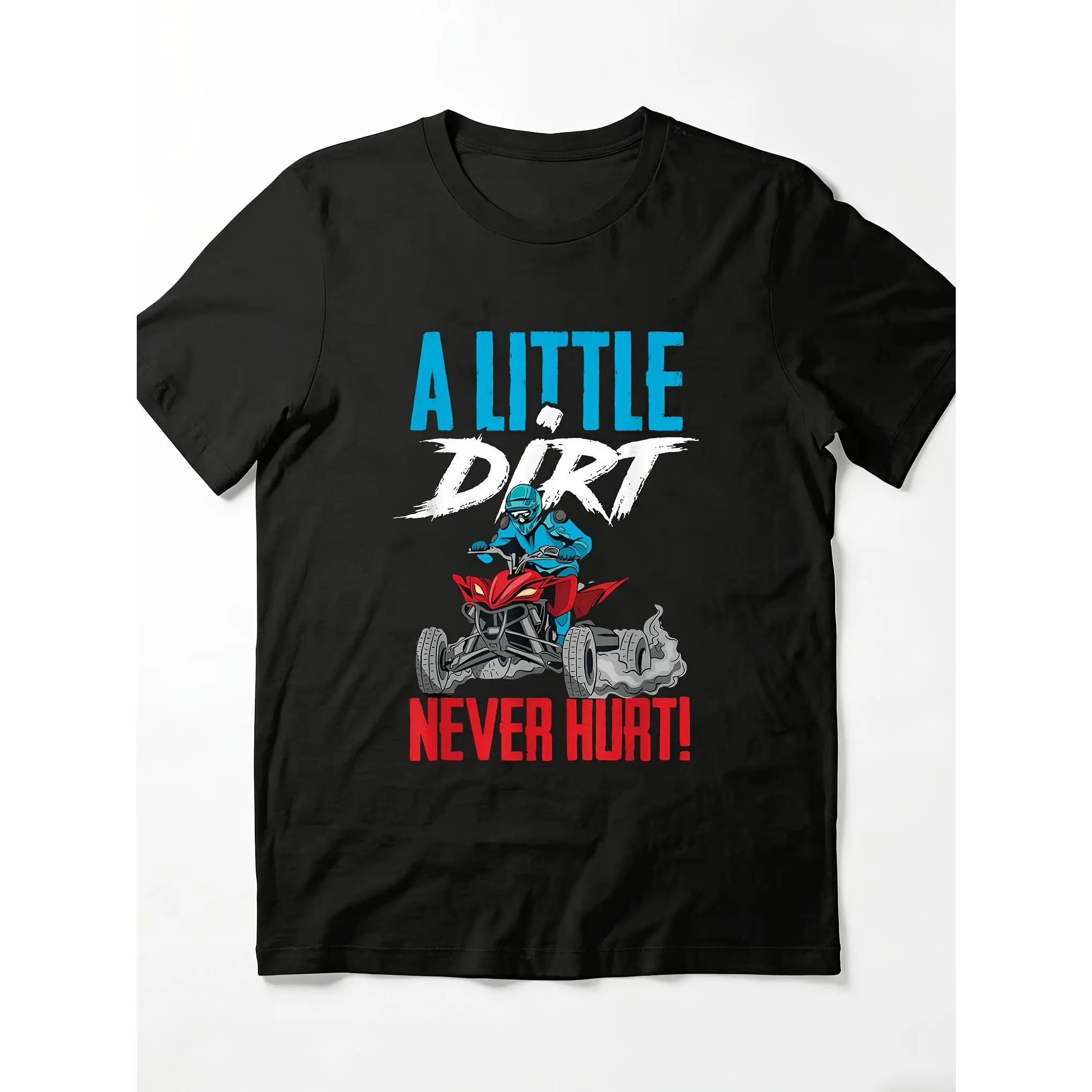 Men's Off-Road ATV & All-Terrain Vehicle T-Shirt - Soft Durable Dirt Rider, Black Round Neck Casual Outdoor Adventure Shirt Suitable for ATV Riding, Machine Washable All-Season Apparel,clothes for back to school,first day of school outfits