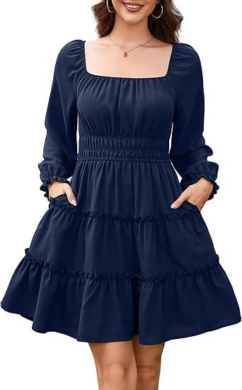 Women's lotus leaf ruffle dress new fall and winter women's fashion layered waist cinched elastic waist short skirt women
