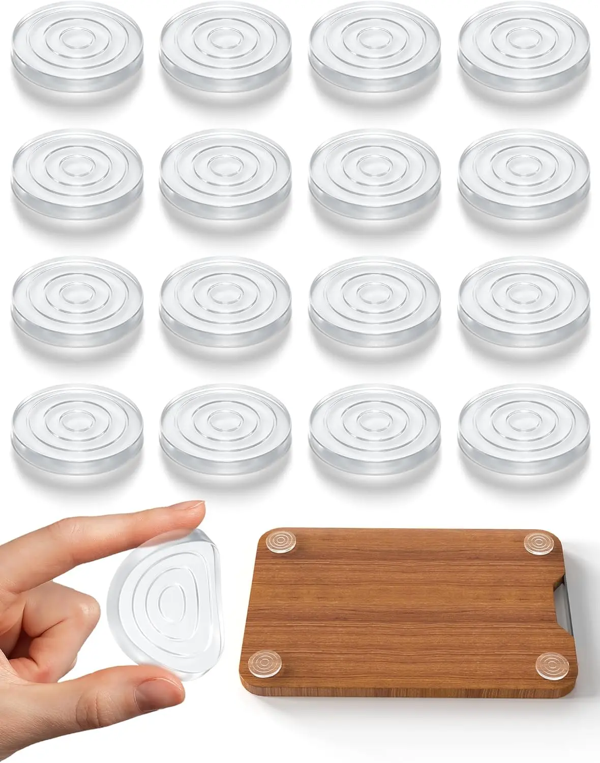 1.6 In Round Silicone Cutting Board Feet - No Screws Needed, Reusable & Washable Gripper Pads for Trays, Furniture, Chairs