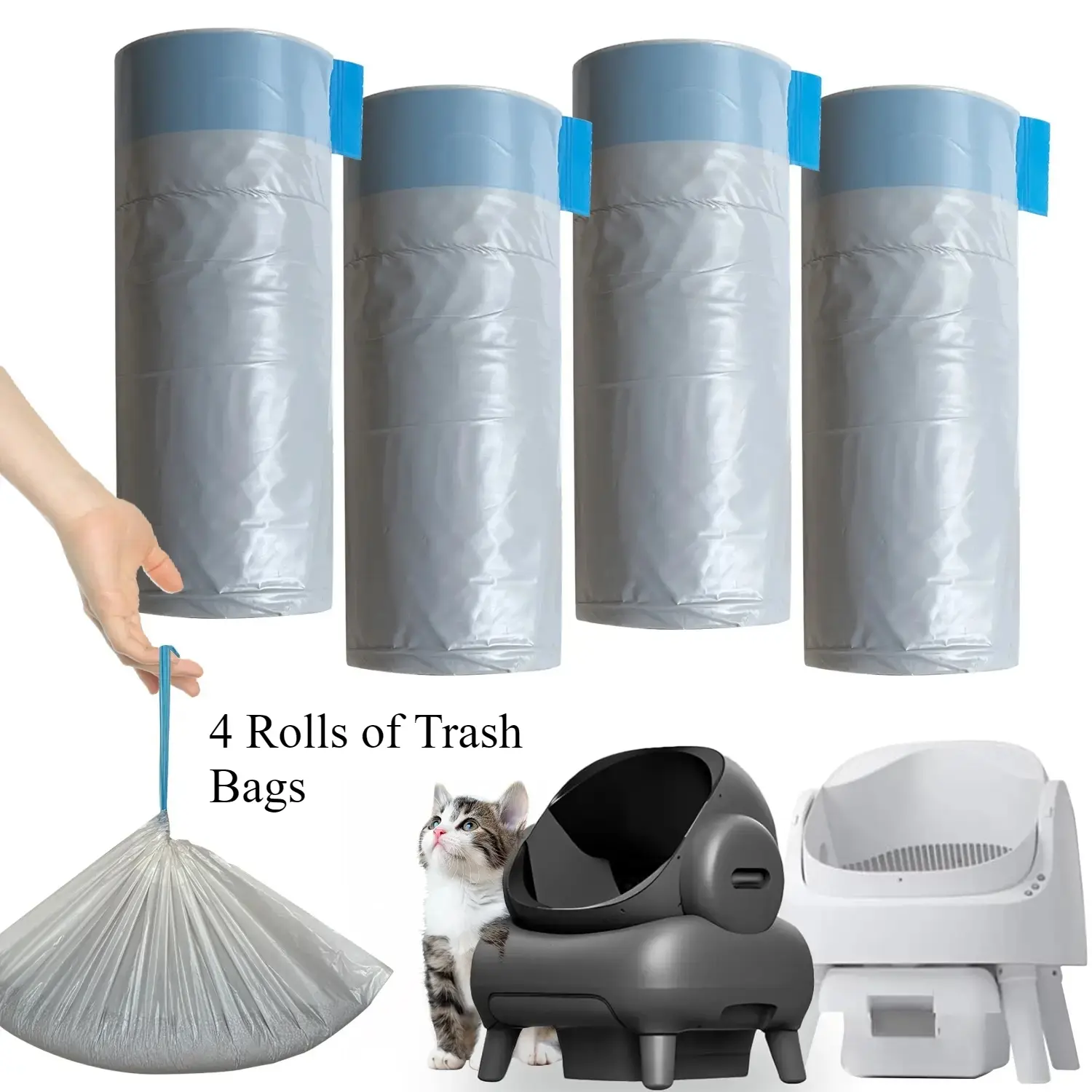 80 Count Litter Bags Compatible with Autoscooper 11 and NeakasaM1 Open-Top Self-Cleaning Cat Litter Box, 4 Rolls Cat Litter Waste Receptacles Bags (80 Count) outdoorfun