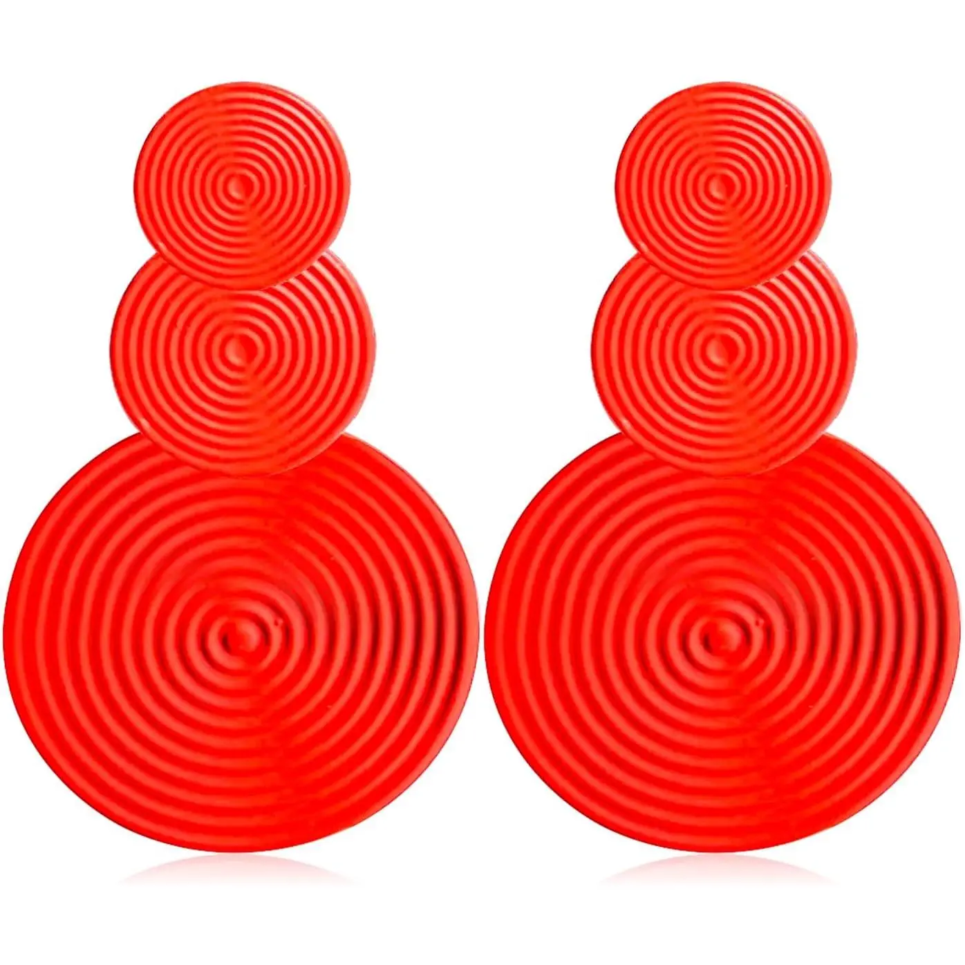 Statement 60s 70s 80s Boho Neon Drop Earring  Long Disk Round Disc Dangle Earrings for Women Costume Dancing Party Accessory