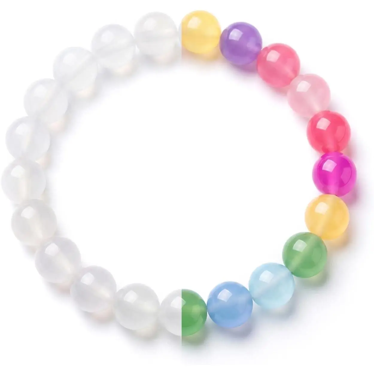 Dopamine Bracelet for Women Colorful UV Reactive 8mm/10mm/12mm Beaded Color Changing Bracelet Mood  Summer Beach Wear Dress Outfits Accessories