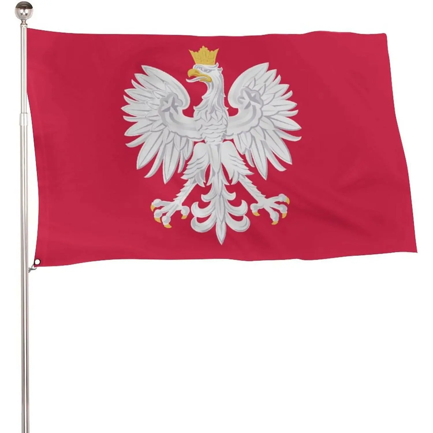 Poland Eagle Ensign Crest Red Polish Flag 115D Polyester 5x3 Ft with 2 Metal Eyelets