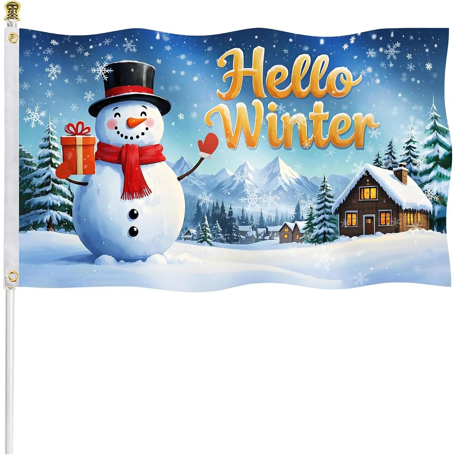 3x5ft  Winter Flag – Double-Sided Christmas Yard Flag with 2 Brass Grommets, Outdoor Holiday Decoration for Garden, Porch, and Patio
