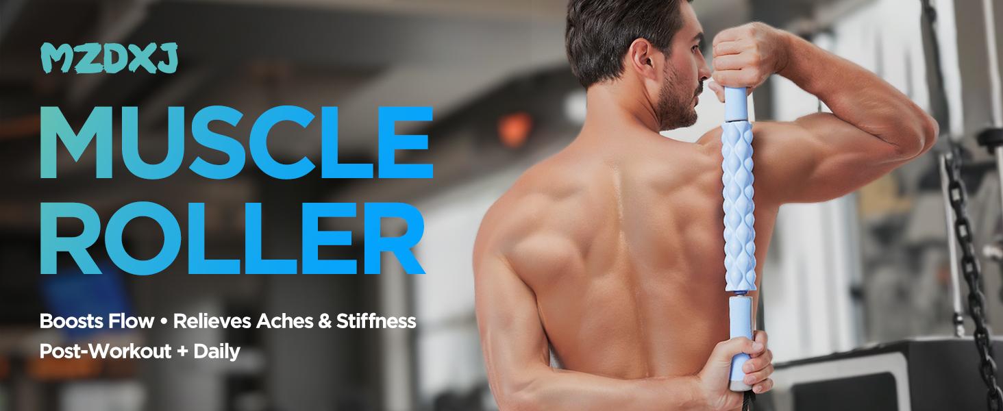 Muscle Roller Massage Roller Stick- Deep Tissue Fascia Blaster for Myofascial Pain Relief, Lymphatic Drainage & Body Sculpting, Handheld Physical Therapy & Recovery Tool (Purple Black-18 inch)