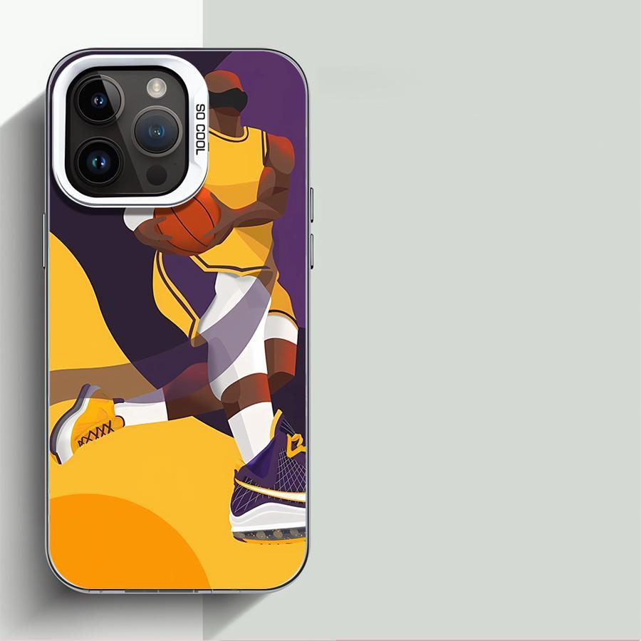 Cool Basketball-Themed Iridescent Silver Phone Case — Compatible with iPhone 13, 14, 15, 16; An Ideal Gift Choice