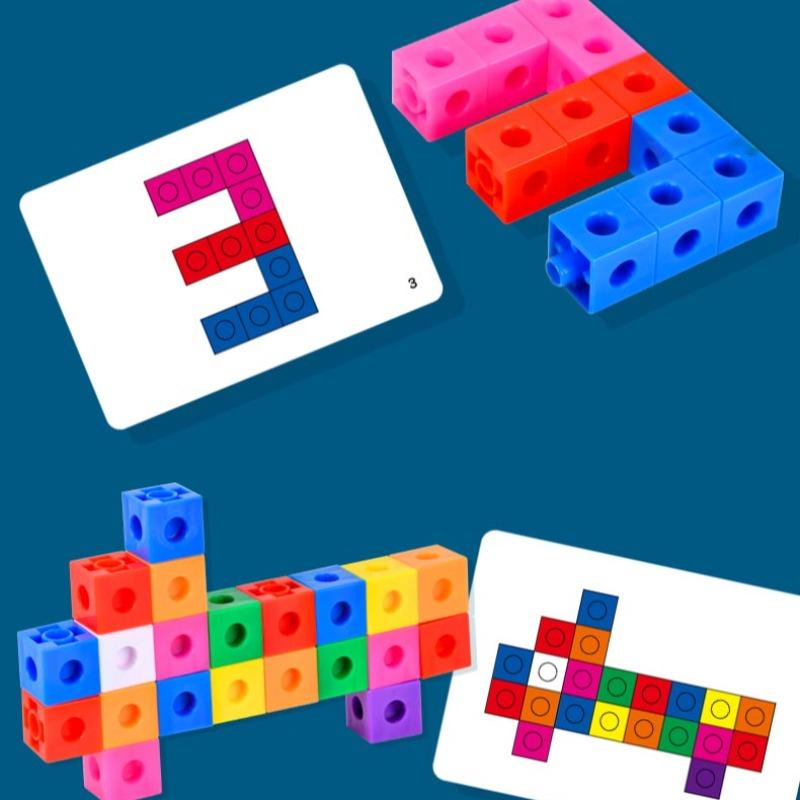 Colorful Cube Puzzle Toy, 60 Pcs/Set Intelligent Cube Puzzle with 30 Pcs Double-Sided Activity Cards, Logical Thinking Training Toy, Shape Recognition Puzzles #GLOBAL PICKS