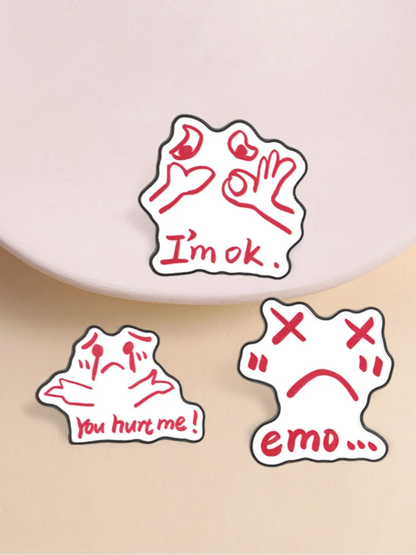 Emo Sad Mood Graffiti Enamel Pins, Dark Aesthetic Emotional Brooch Set, Unique Fashion Accessories, Perfect for Trendy