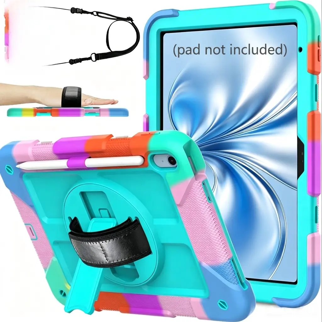 iPad A16 11th Gen 11-Inch/10th Gen 10.9-Inch 2022 Case, 360° Rotating Handle, Back Strap, Lanyard, Protective Cover (Case Only)