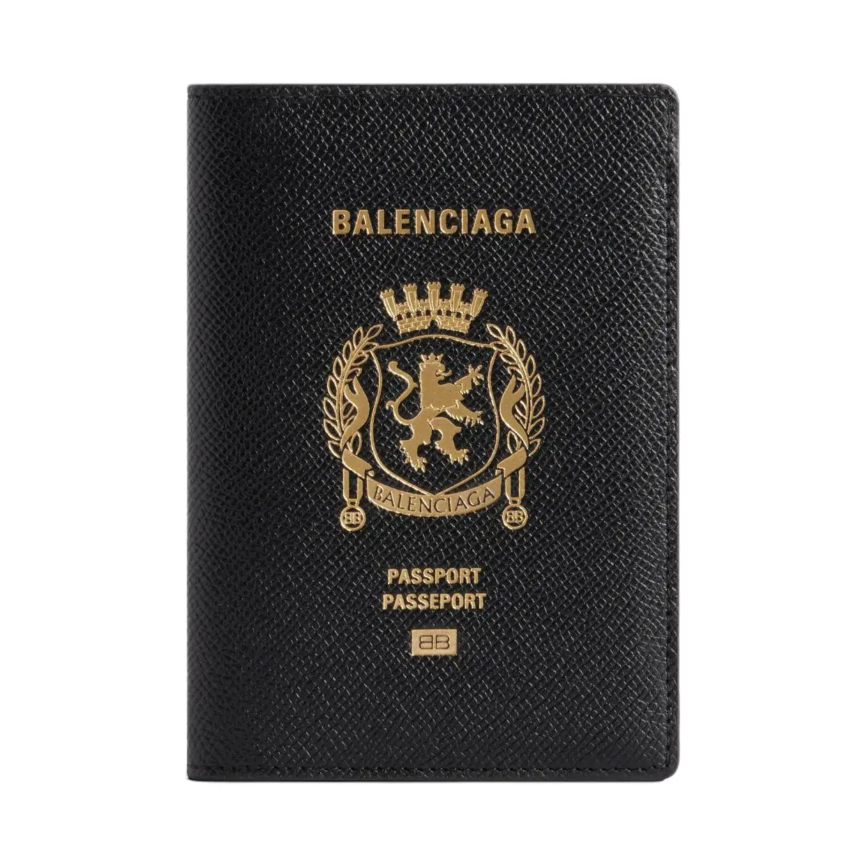 Balenciaga Passport Holder with Embossed Letter Logo, Matte-Soft Calfskin, Men's Black