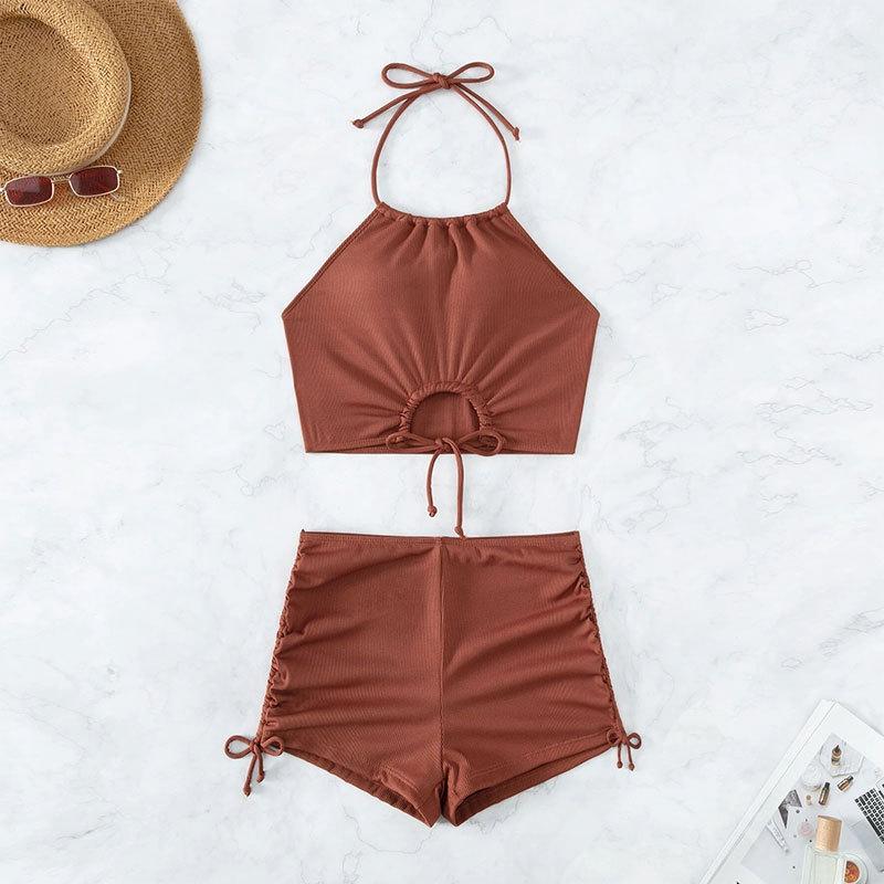 Stylish Drawstring High-Waist Bikini Set – Chic & Comfy Summer Look