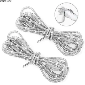 2-Pack Glitter Rhinestone Rope Drawstring Laces, Long 47 Inch Sparkly Decorative Cords, Fashion Accessory Ropes Compatible with Shoes, Hoodies and Storage Trunks for Handmade DIY Styling & Daily Use