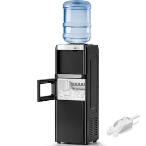 Water Dispenser with Ice Maker Function Top Loading Hot Cold Cooler for 5 Gallon Bottle Includes Child Safety Lock Energy Saving Design for Home Office Garage
