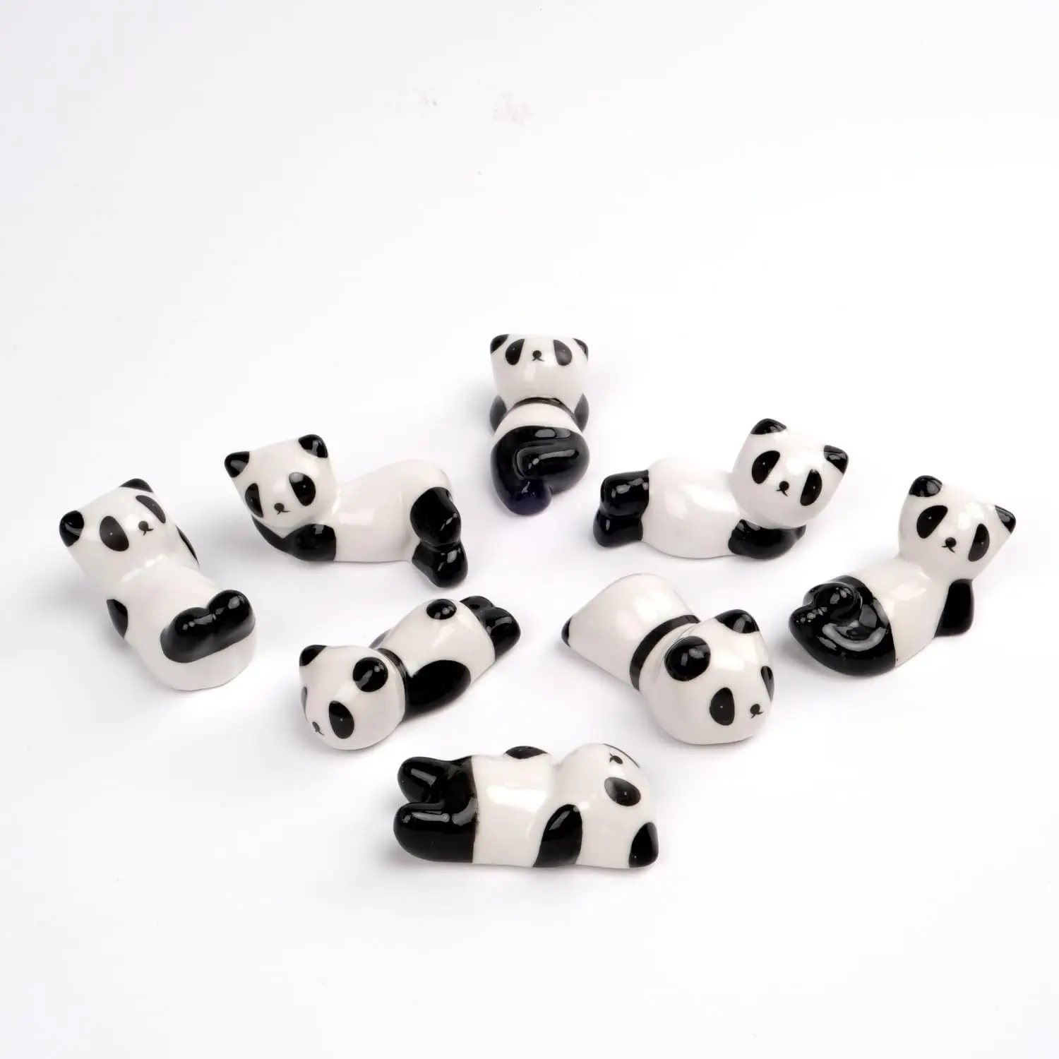 8-Piece Cute Panda Shape Ceramic Chopstick Holders - Kitchenware Tableware Rest Rack for Chopsticks, Matcha Scoop - Ideal Gift for Adults