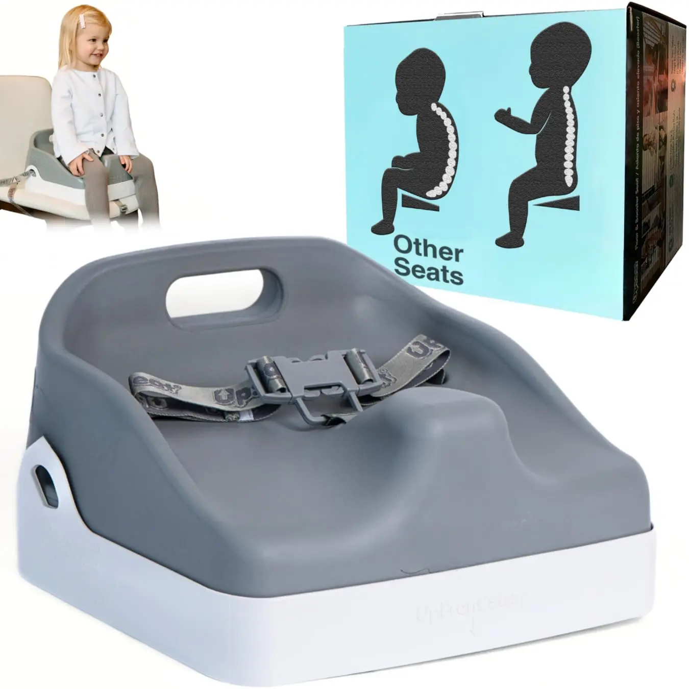 The Original Ergonomic Toddler Booster Seat  Dining Table, Developed with Physical Therapists to Encourage Posture, Adjustable Height, Easy to Wipe Clean, and Travel-Friendly