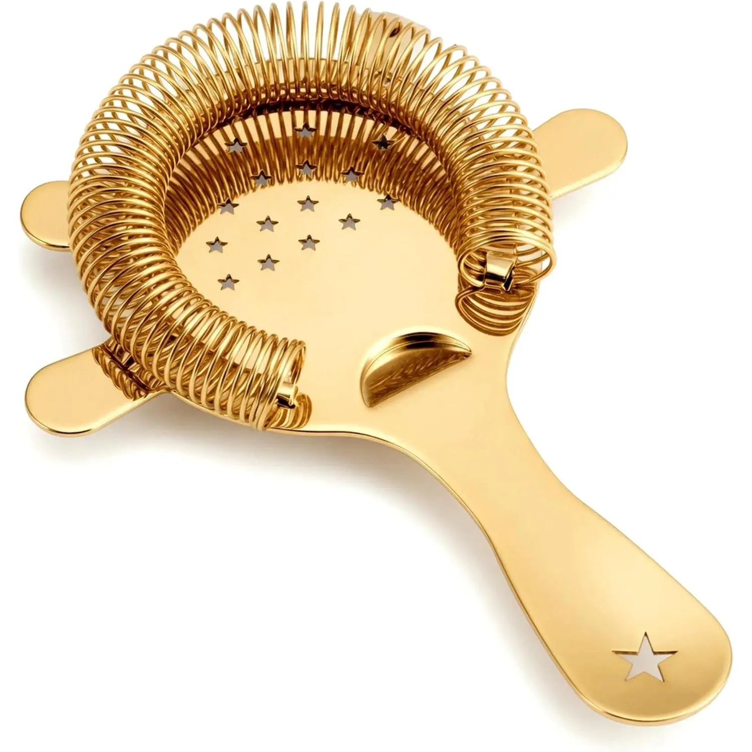Hawthorne Strainer for Cocktails - 4-Prong Bar Strainer, Gold | Professional Food-Grade 304 Stainless Steel Bartender Drink Strainer for Cocktails, Shakers, and Mixing Glasses Filtering