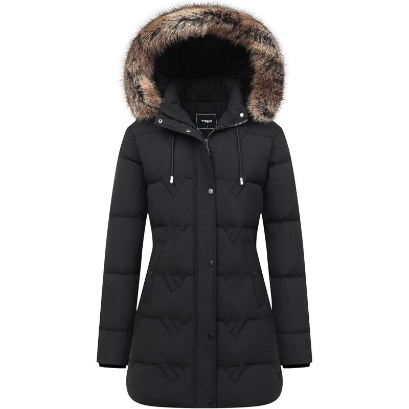 Women's Winter Coat Waterproof Long Insulated Parka with Detachable Hood