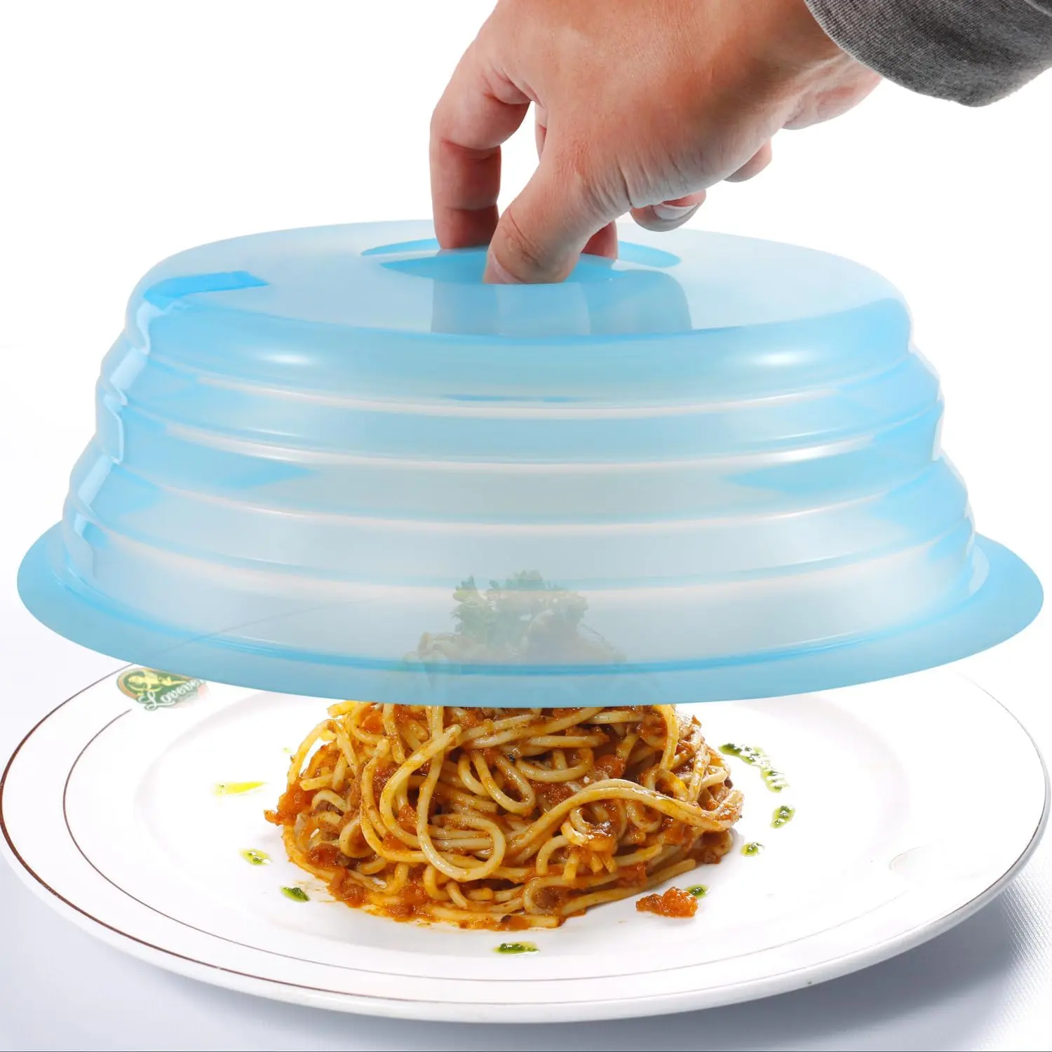 Microwave Plate Cover Collapsible, Dishwasher Safe and , Blue, 10.2"