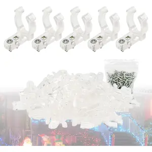 100PCS 1/2Inch LED Rope Light Clips with 200PCS Screws for Outdoor PVC Rope Light Mounting Clips Hangers for Christmas and Weddings