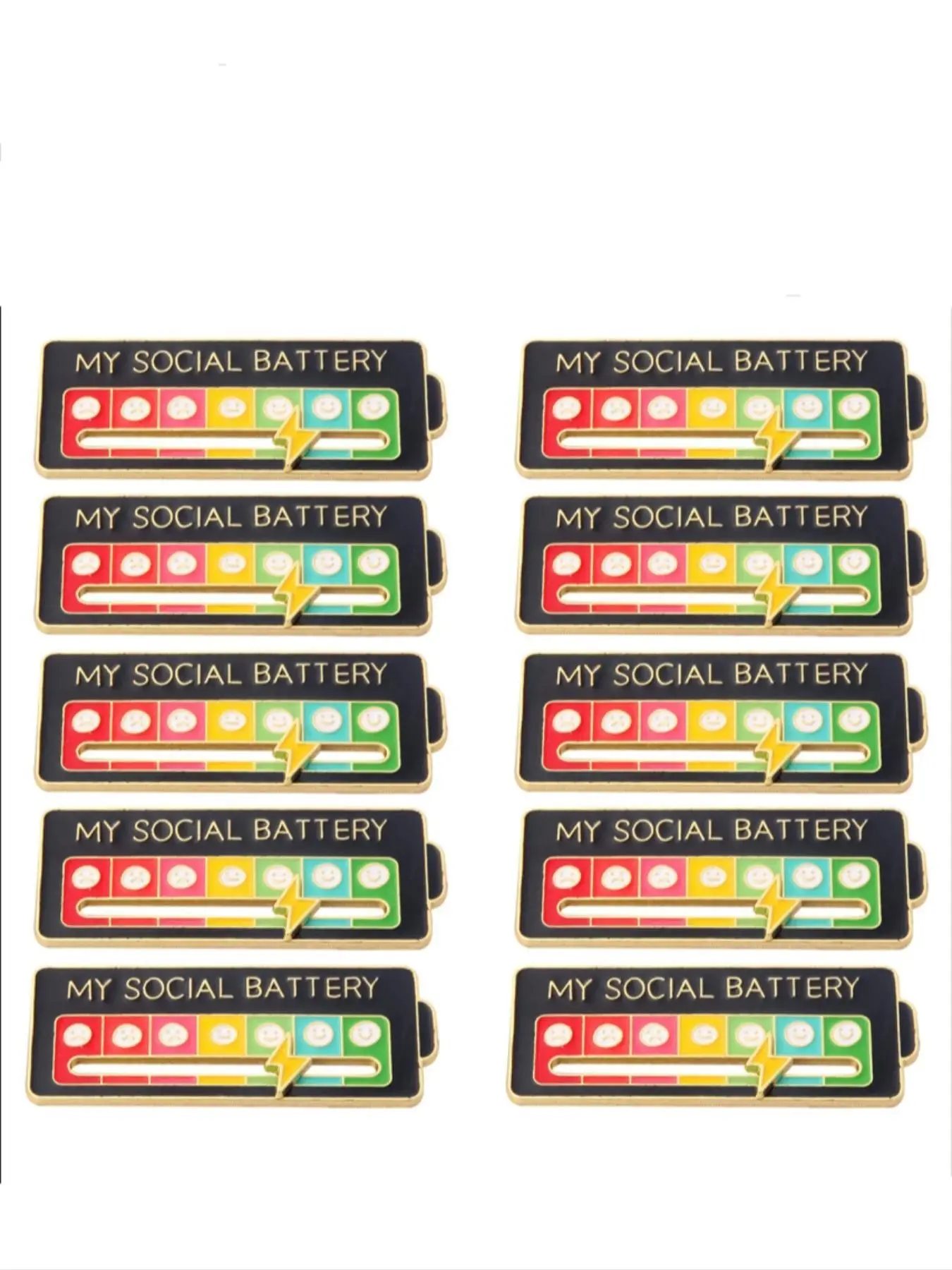 10 Pcs Mood Changing Energy Brooches, Unisex Social Battery Badges, Casual Solid Pattern Pinbacks, Perfect for Daily Wear and Collection, Brooch Pins