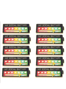 10 Pcs Mood Changing Energy Brooches, Unisex Social Battery Badges, Casual Solid Pattern Pinbacks, Perfect for Daily Wear and Collection, Brooch Pins