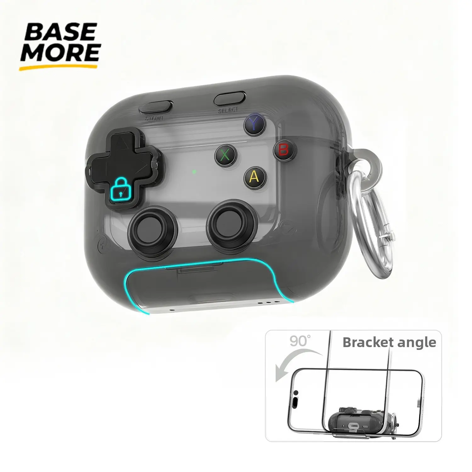 Transparent Retro Game Controller AirPods Case, Stress Relief Fidget Buttons & Hidden Foldable Phone Stand, Hard Clear Protective Cover For AirPods Pro 1/2/3 & AirPods 4 With Carabiner Hook