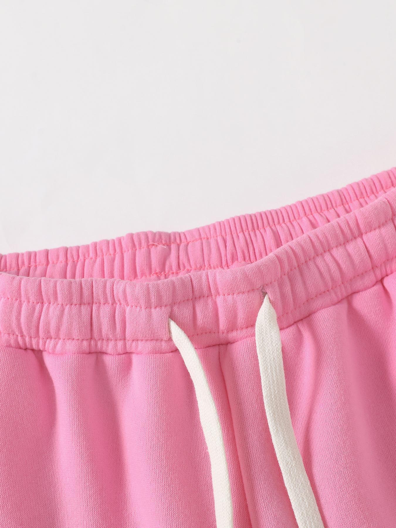 Unisex Drawstring Waist Shorts, Athleisure Casual Shorts, Soft Comfortable Solid Color Basic Style, Suitable for Casual Sports Outdoor Activities