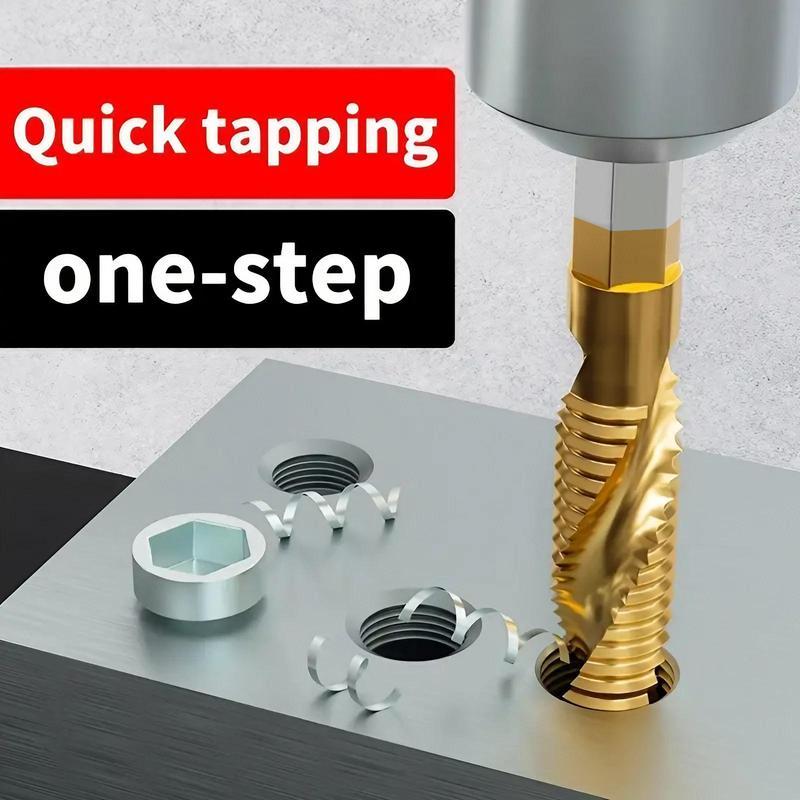New 6 Pack Titanium Coated Drill and Tap Set Professional Thread Tap Drill Bit Set with 1/4" Hex Shank for Woodworking & Metalworking