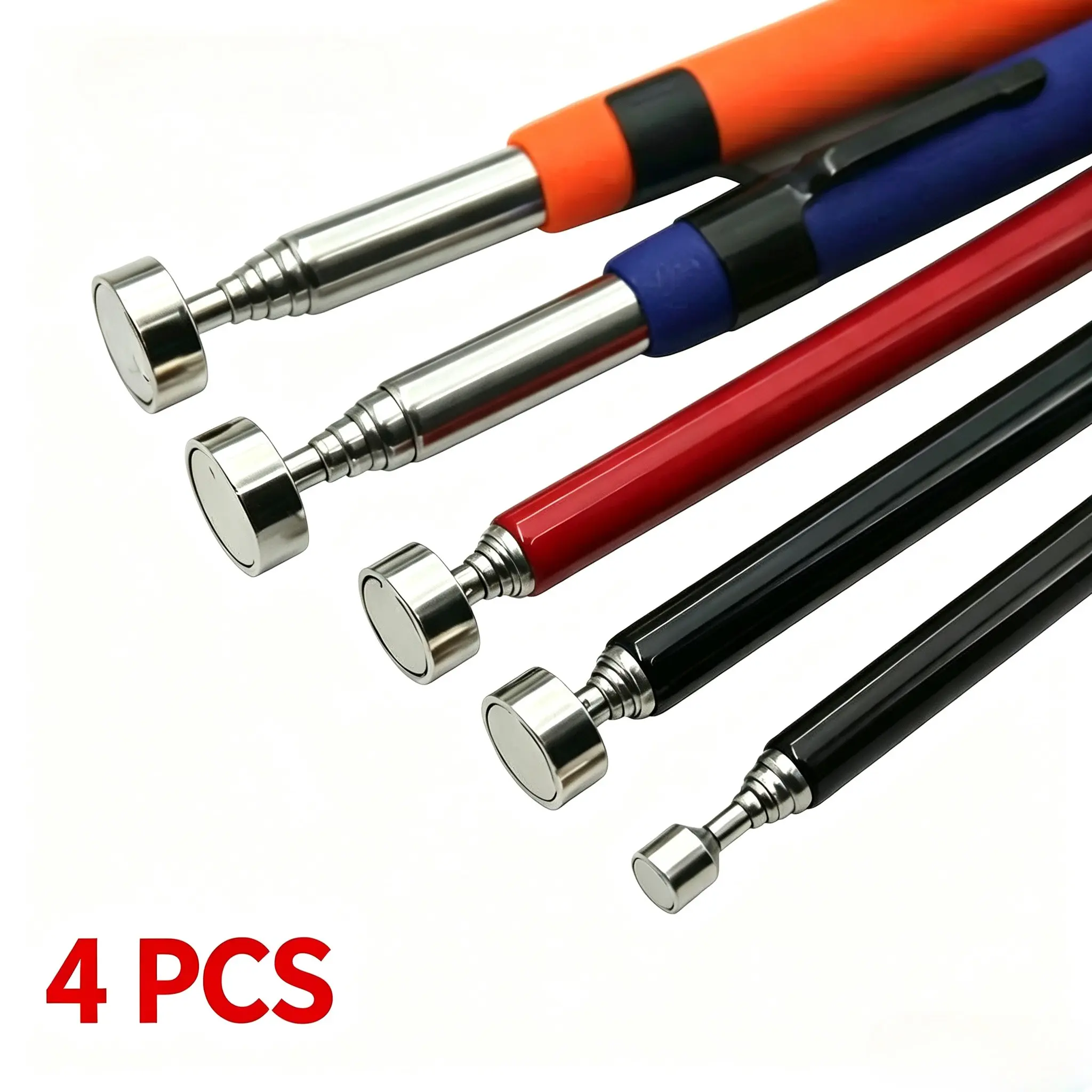 4pcs magnet pick-up kit, hand tools, DIY tools, retractable design, portable, compact, multifunctional magnetic force, convenient for picking up small items, and efficient gadgets.