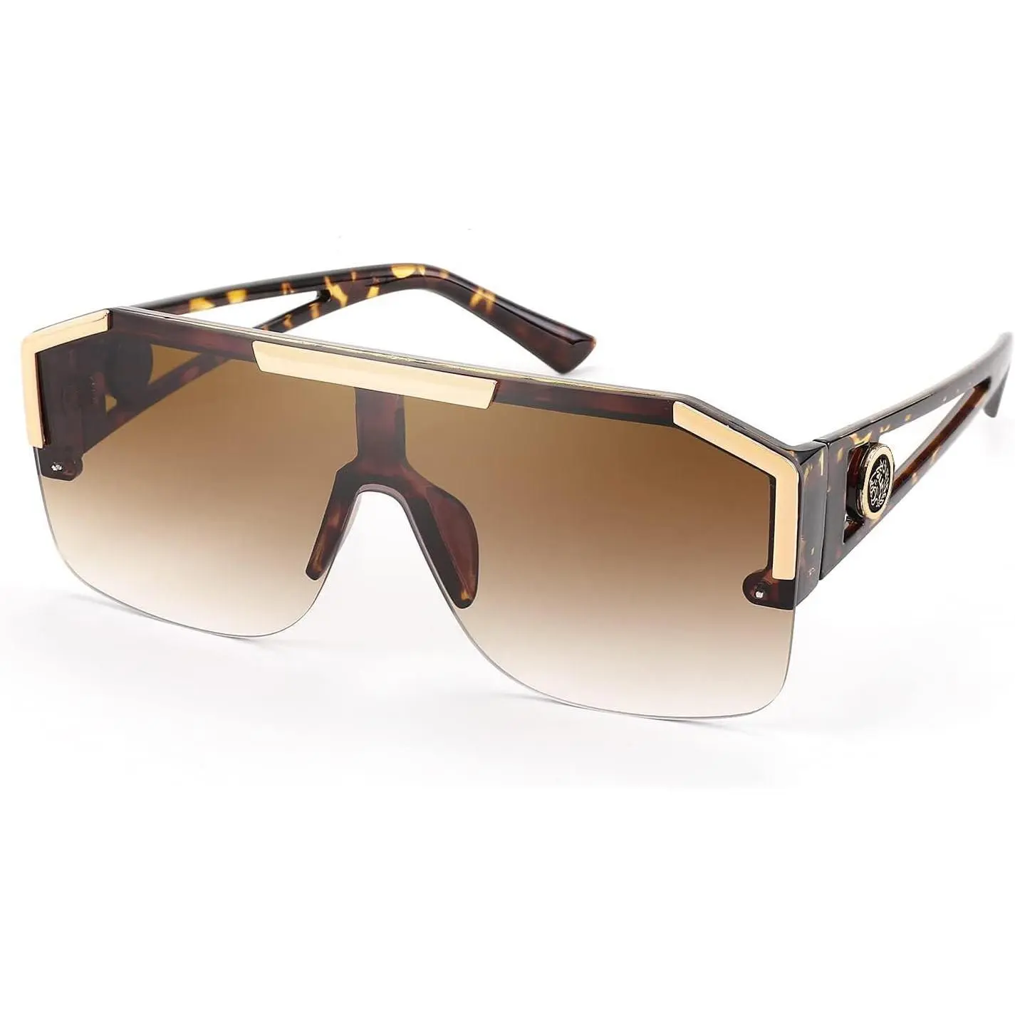 Square Oversized Sunglasses for Men Women, Flat Top Shield One Piece Lens Sun Glasses Shades B2765