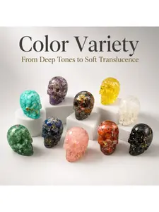 10 Colors Natural Crystal Crushed Stone Resin 5cm Large Skull Halloween Decoration Office Home Desktop Ornament