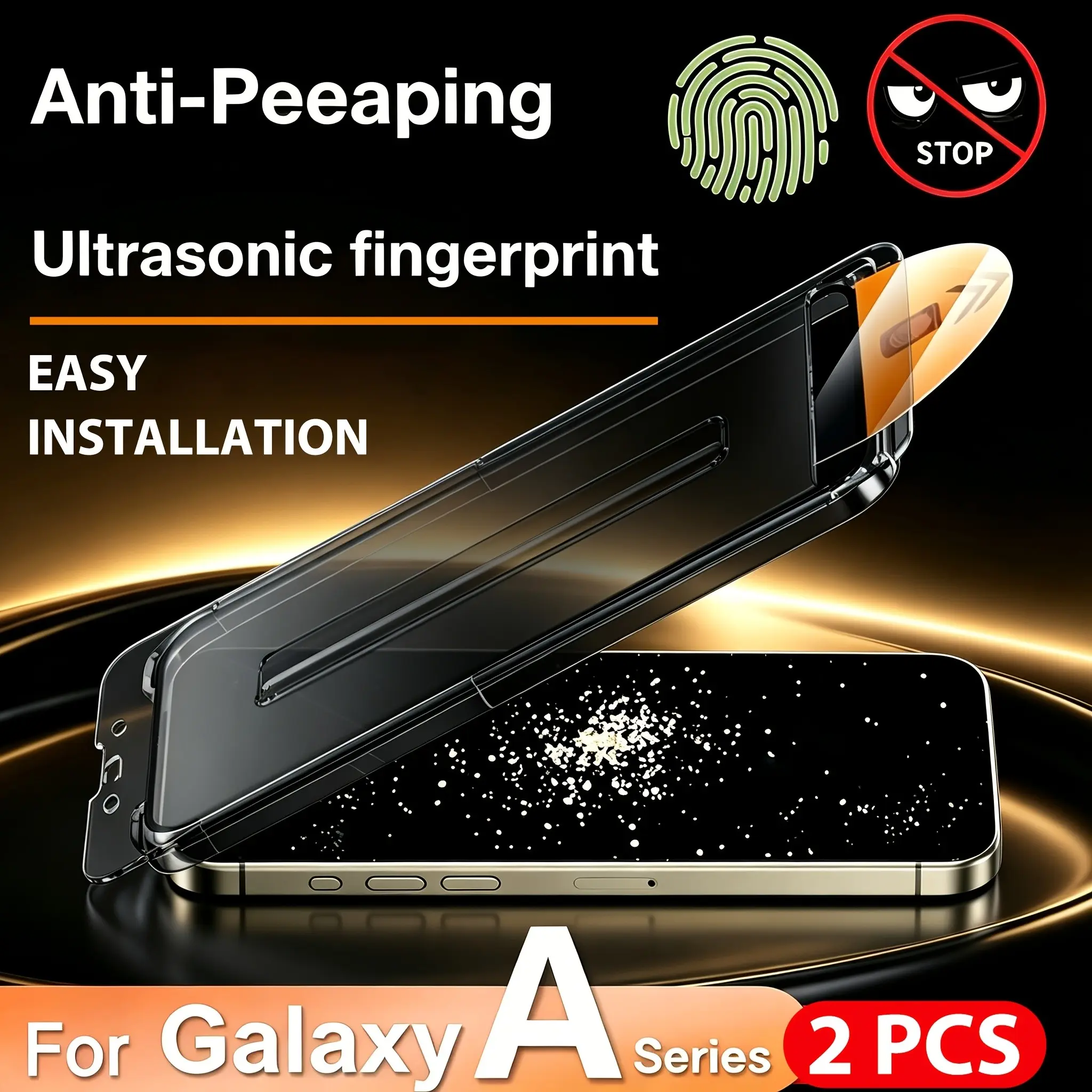 2 Pcs Full Cover Privacy Tempered Glass Screen Protector For Samsung Galaxy A17 A07 A37 A57 A16 A26 A36 A56 A15 A25 A35 A55 A14 A24 A34 A54 A73 A53 5G A52 A52S A32 5G A12 Anti Spy Private Tempered Glass Film, 9H Hardness, Shatterproof