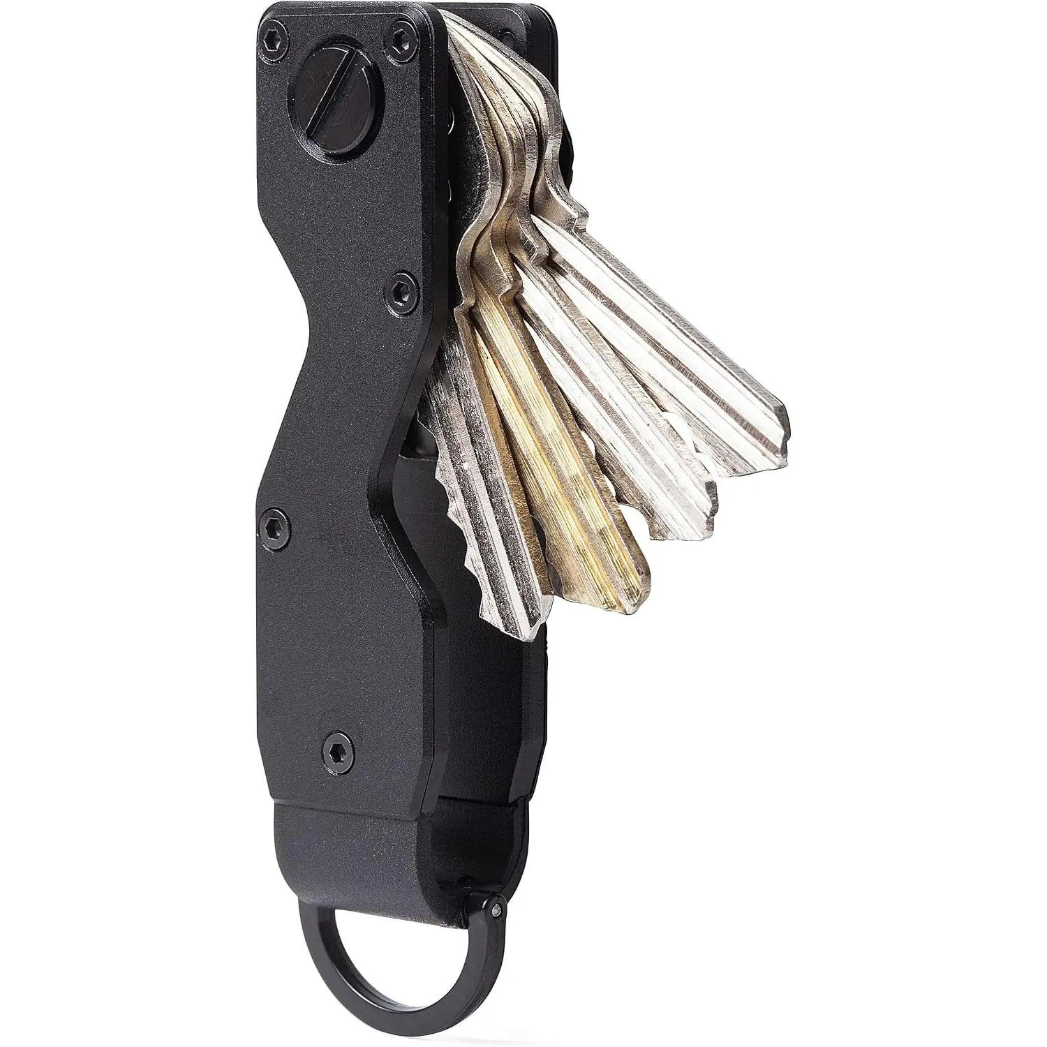 Key Organizer Compact Key Holder Metal Key Chain Minimalist key case key holder for  Secures 1-5 ,Black