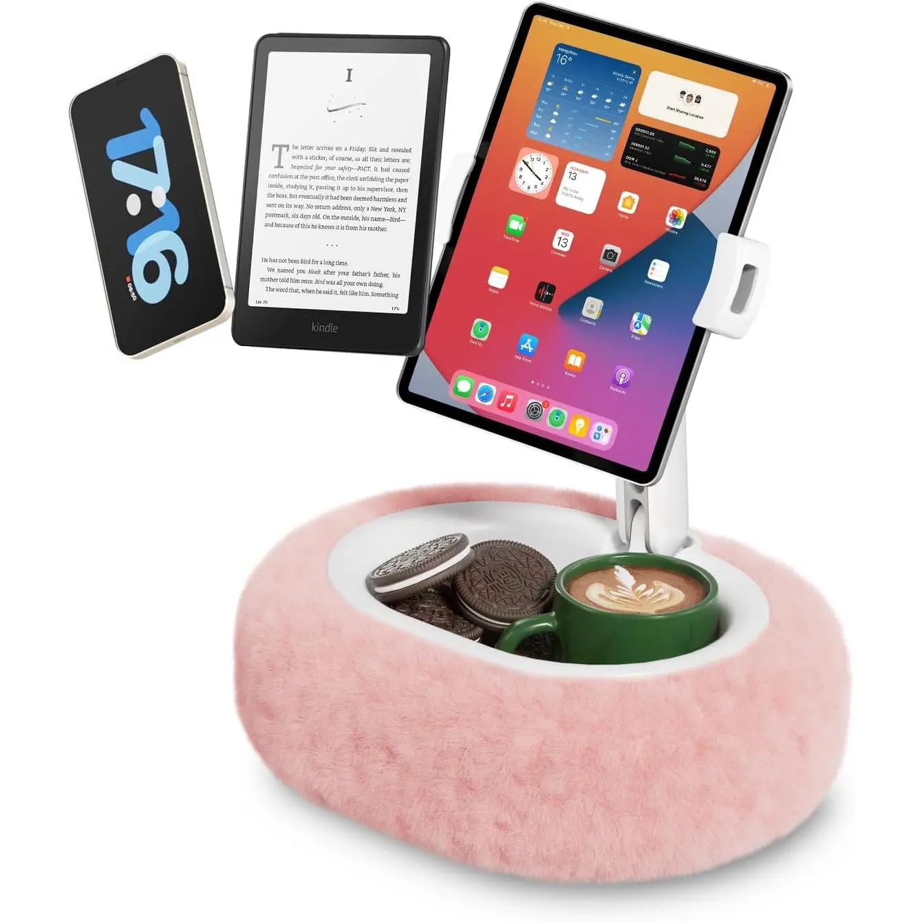 Tablet Pillow Stand,Kindle Pillow Stand, Compatible with 4-11" Tablet/Phone with Small Bowl, Kindle Holder Accessories,Idea for Reading and Video Watching  Bed,