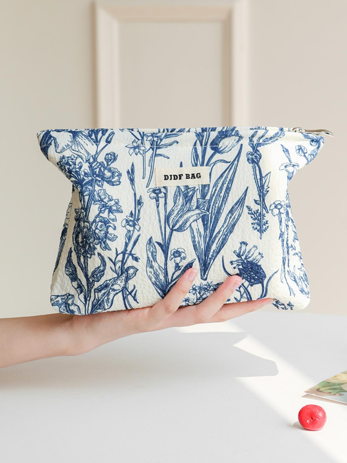 Floral Pattern Makeup Bag, Vanity Bag, Large Capacity Cosmetic Storage Bag, Zipper Makeup Organizer Pouch, Versatile Storage Bag for Travel & Daily Use, Cosmetics Organizer
