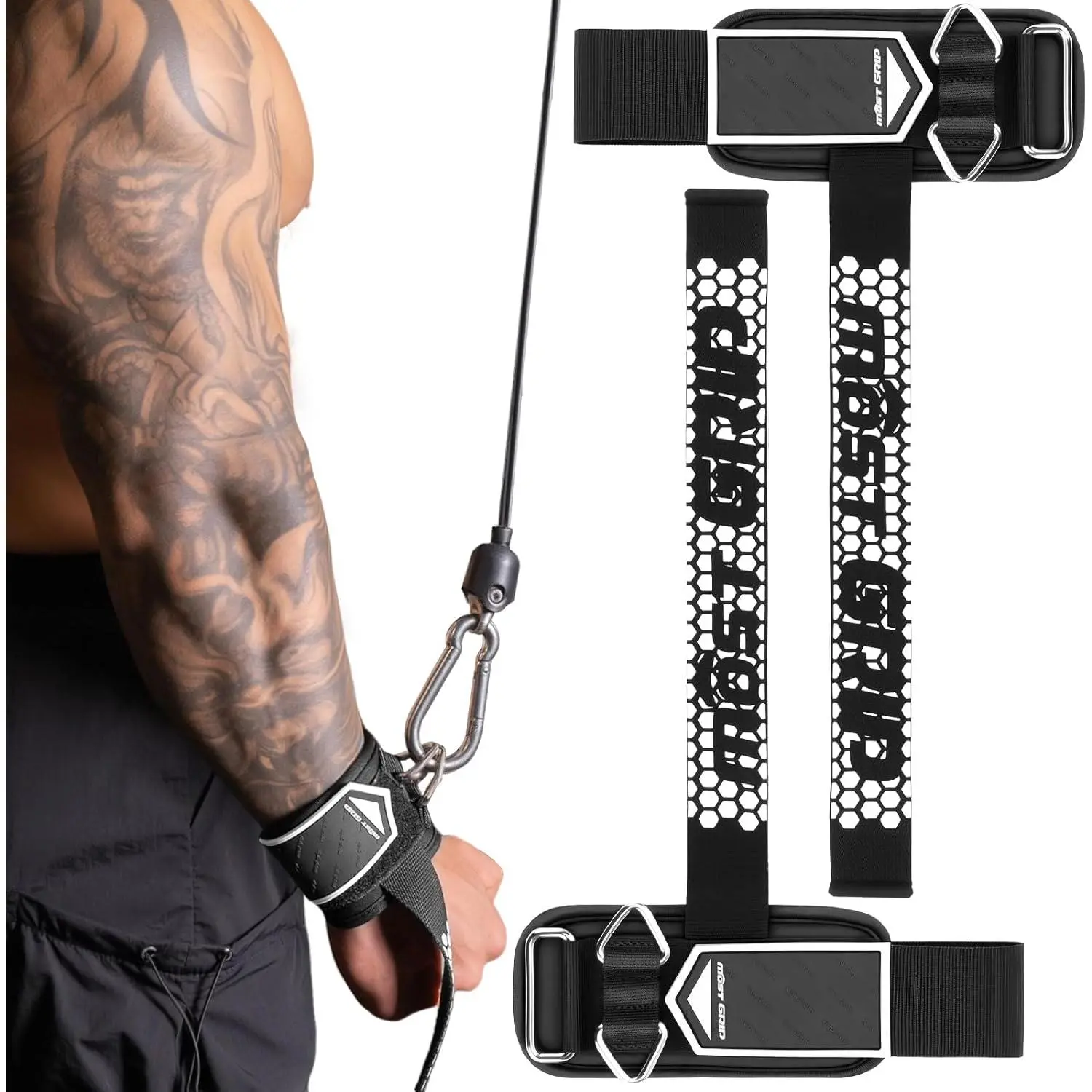 Drip Glue Non-Slip Wrist Straps for Weightlifting, 2-in-1 Lifting Straps with D Rings for  Machine Workout, 10mm Neoprene Padded Wrist Wraps for Weight Lifting Deadlift