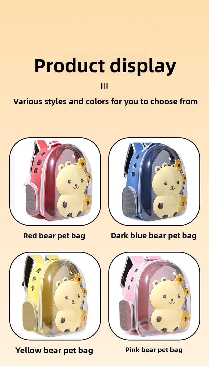 Pet Backpack Carrier - Breathable Transparent Space Capsule Astronaut Design with Mesh Pocket & Adjustable Straps, Portable Large Capacity Travel Backpack for Small Dogs & Cat