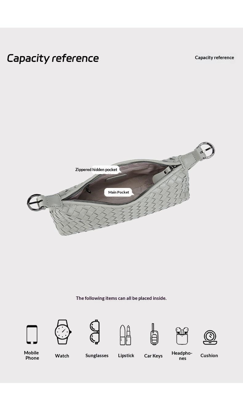 LUNÉ KVI Light Luxury Minimalist Handwoven Crossbody Bag for Women, Versatile and Elegant Crossbody Bag, Exquisite and Fashionable Half-Moon Shoulder Bag