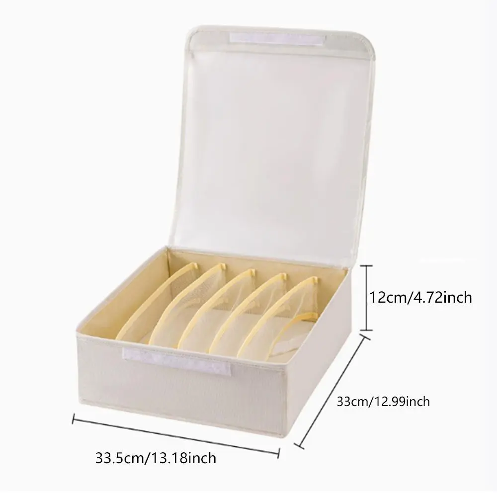 Underwear Storage Box with Lid, Foldable Bra & Panty & Socks Compartment Storage Box, Home Organizer for Bedroom Wardrobe