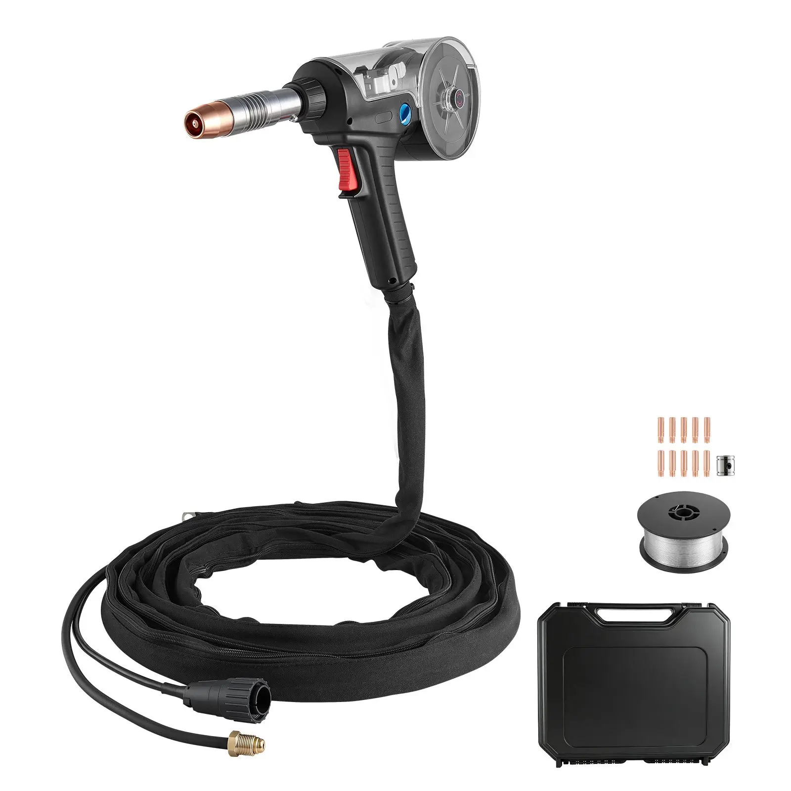 【DealsForYouDays】VEVOR 160A Copper Spool Gun with 20FT Cable, XLSPML200 Replacement for Miller Spoolmate 200 Series (300497) - Stable Arc, Reliable Wire Feed, 11PCS MIG Welding Contact Tips, ER4043 0.035" Aluminum MIG Wire & Toolbox, Welders, 160Amp Power