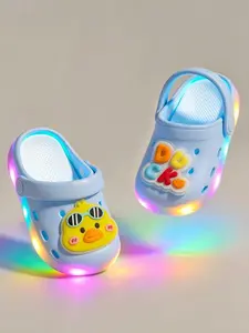 Summer New Glowing Holes Slippers, Baby Toddler Shoes, Cute Cartoon Non-Slip, Boys Girls Learning Walkers, Eva Material, Less Than Ankle Height